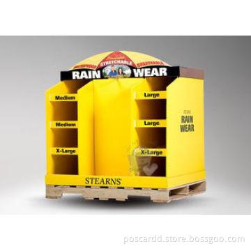 Six pockets with bright yellow cardboard retail pallet disp